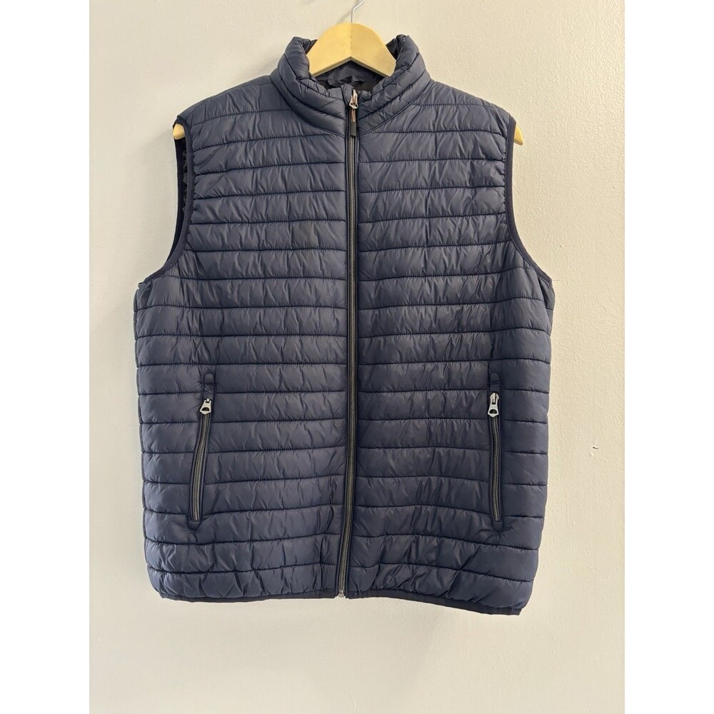 Zara Man Navy Blue Quilted Puffer Vest Mens XL Lightweight Gilet Zip Pockets